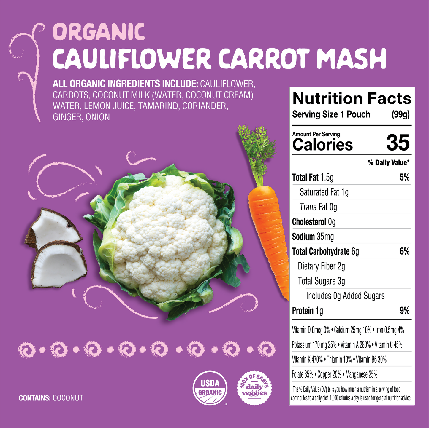 Cauliflower Carrot Mash Nutritional Info
