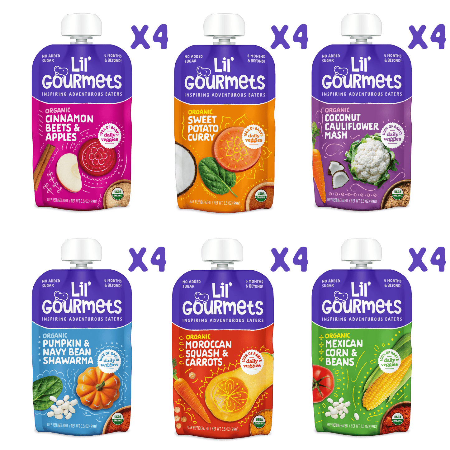 Variety Pack Organic Baby Pouches - lil'gourmets
