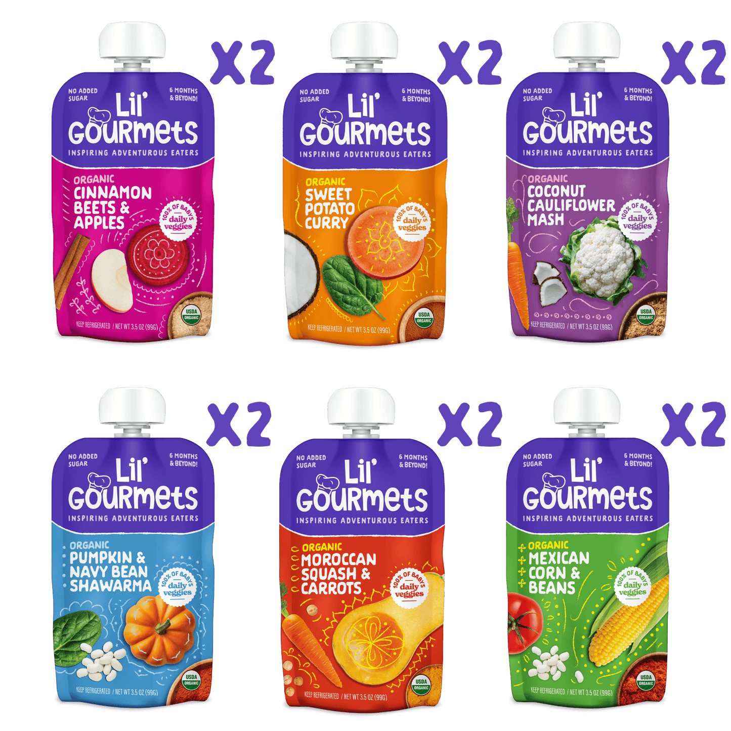 Variety Pack Organic Baby Pouches - lil'gourmets