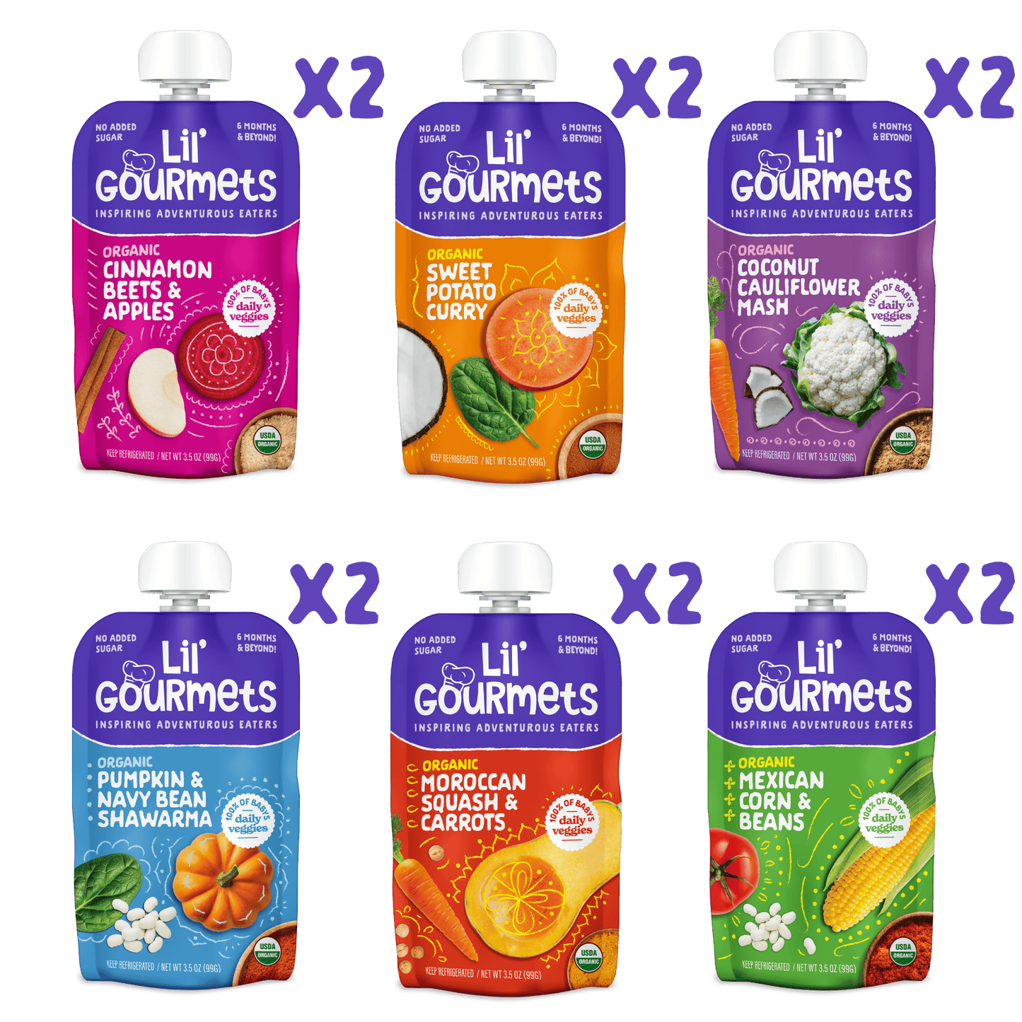 
                  
                    Variety Pack Organic Baby Pouches - lil'gourmets
                  
                