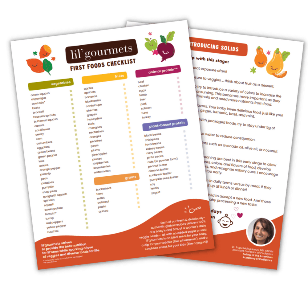 Dr. Rupa's handy First Foods Checklist - lil'gourmets