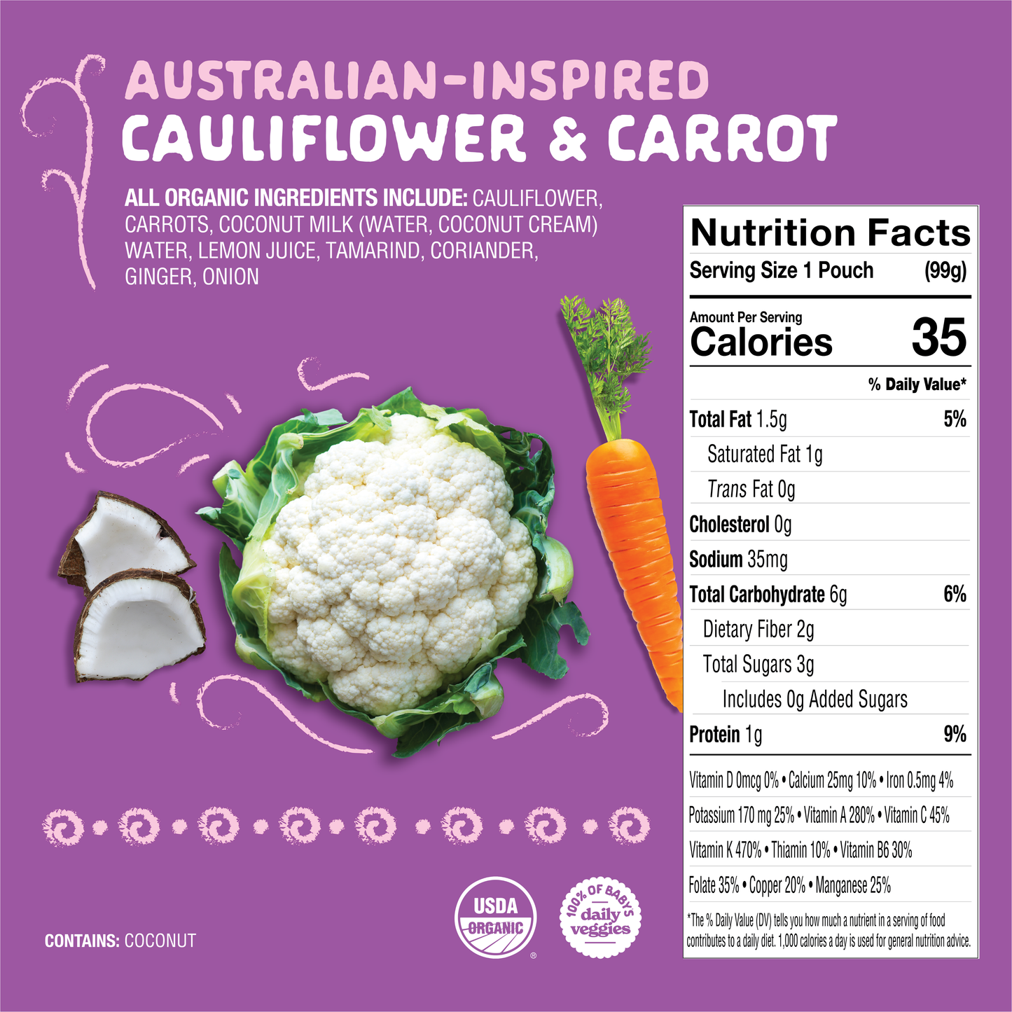 Cauliflower & Carrot Nutritional Panel