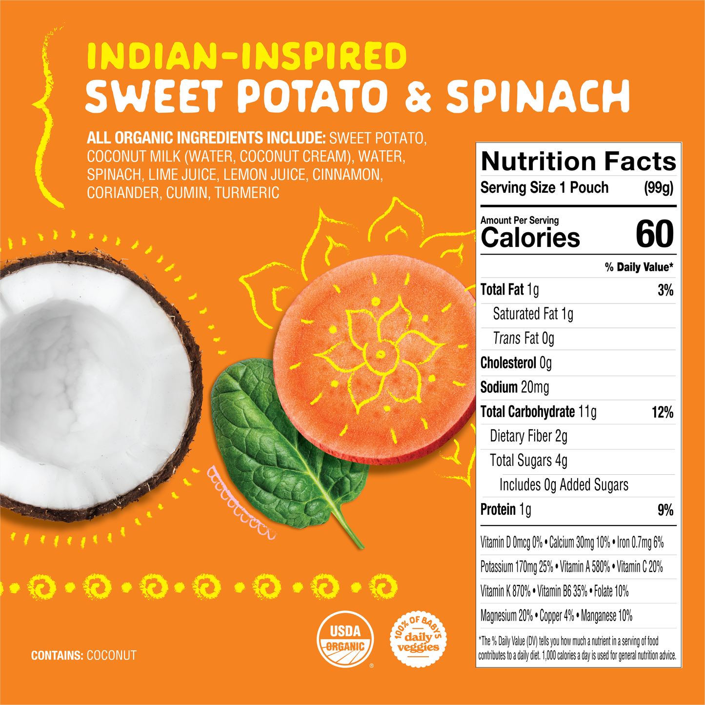 Sweet Potato & Spinach Nutritional Panel